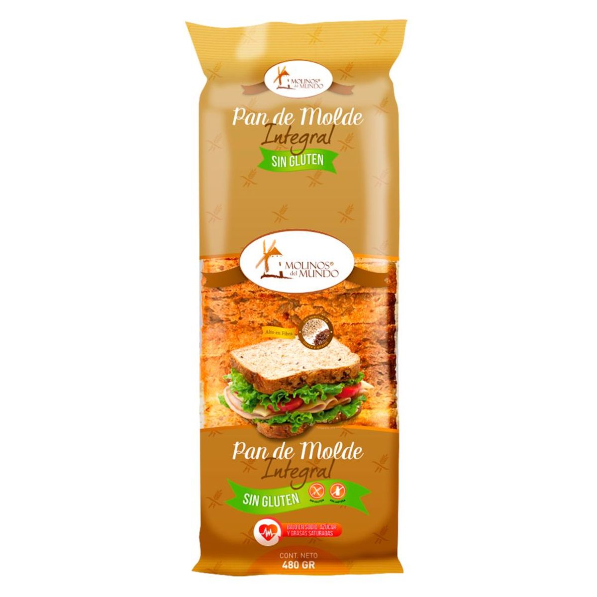 MOLINOS DEL MUNDO - Pan de Molde Molinos del Mundo Integral Sin Gluten Bolsa 480 g