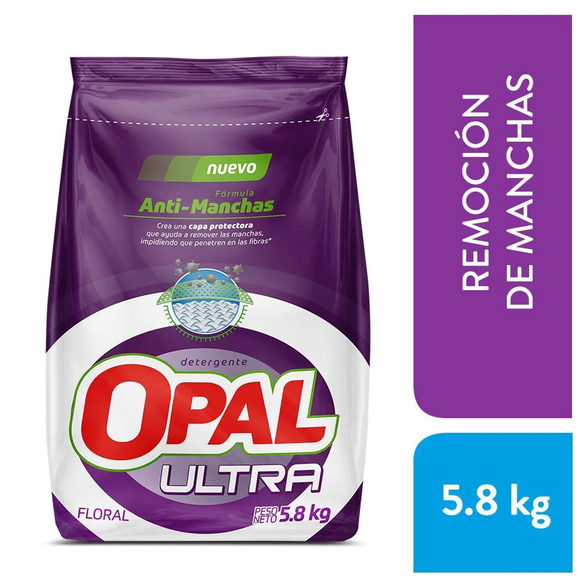 OPAL - Detergente en Polvo Opal Floral Bolsa 5.8 Kg