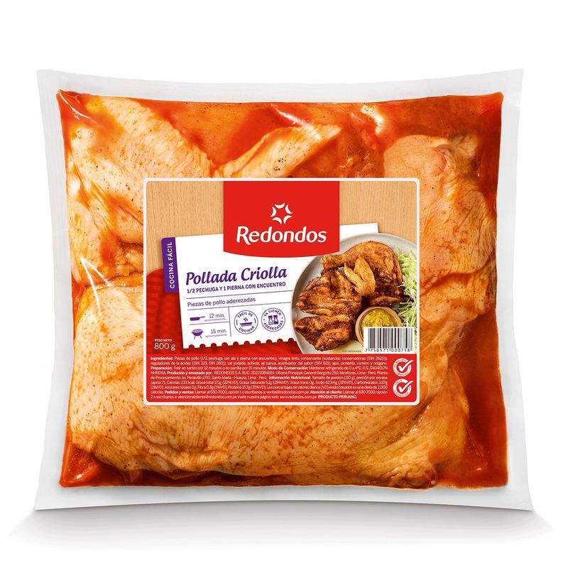 REDONDOS - Pollada Criolla Media Pechuga Y Pierna Con Encuentro Redondos 800 g