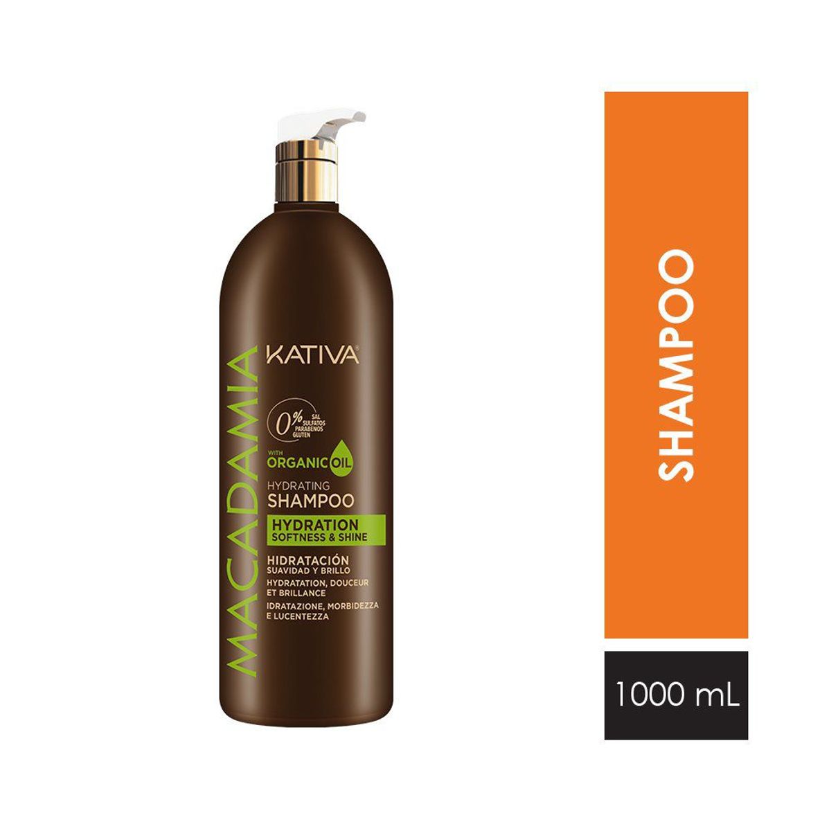 KATIVA - Shampoo sin sal con macadamia hidratación profunda 