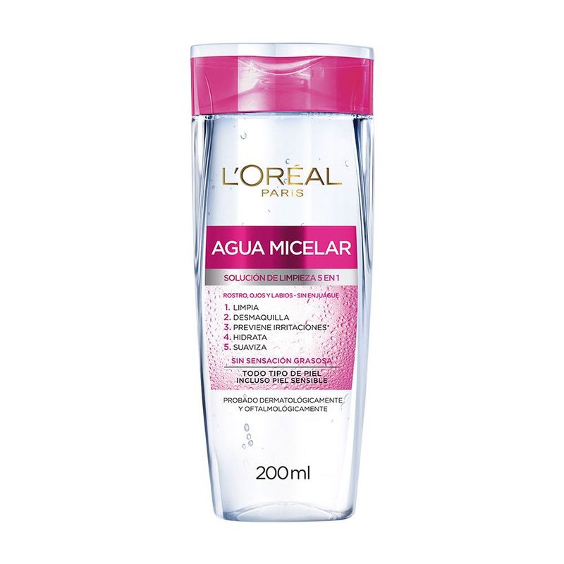 LOREAL PARIS - Agua Micelar L'Oréal París 5 en 1 Piel Sensible 200ml