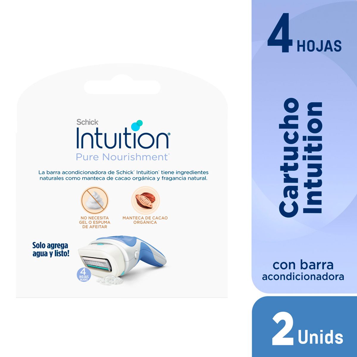 SCHICK - Repuesto Máquina de Afeitar Schick Pure Nourishment Caja 2 Und