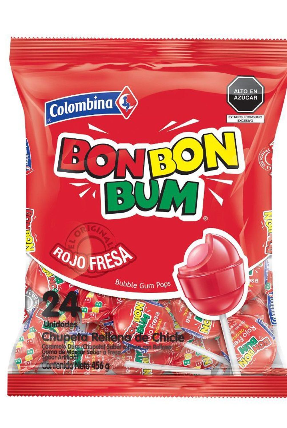 BON BON BUM - Chupetines Bon Bon Bum Fresa Bolsa 456 g