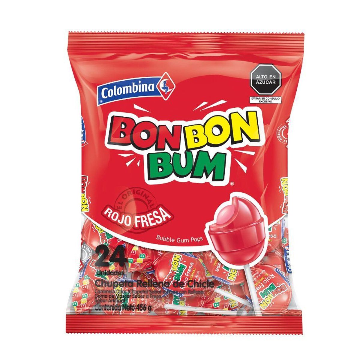 BON BON BUM - Chupetines Bon Bon Bum Fresa Bolsa 456 g