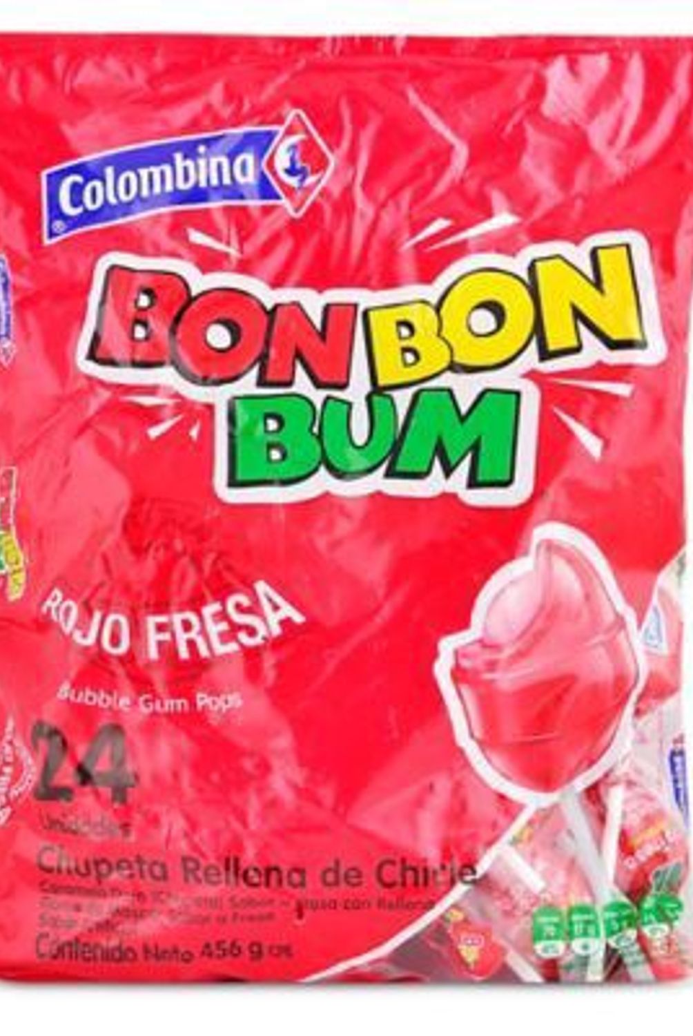 BON BON BUM - Chupetines Bon Bon Bum Fresa Bolsa 456 g
