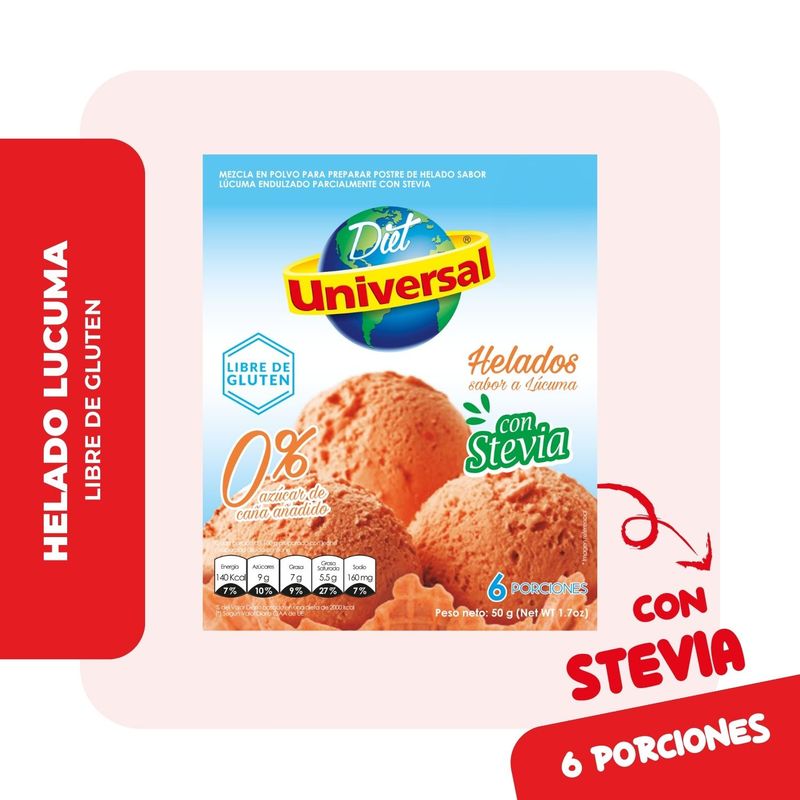 UNIVERSAL - Helado con Stevia Sabor Lúcuma Universal 50g