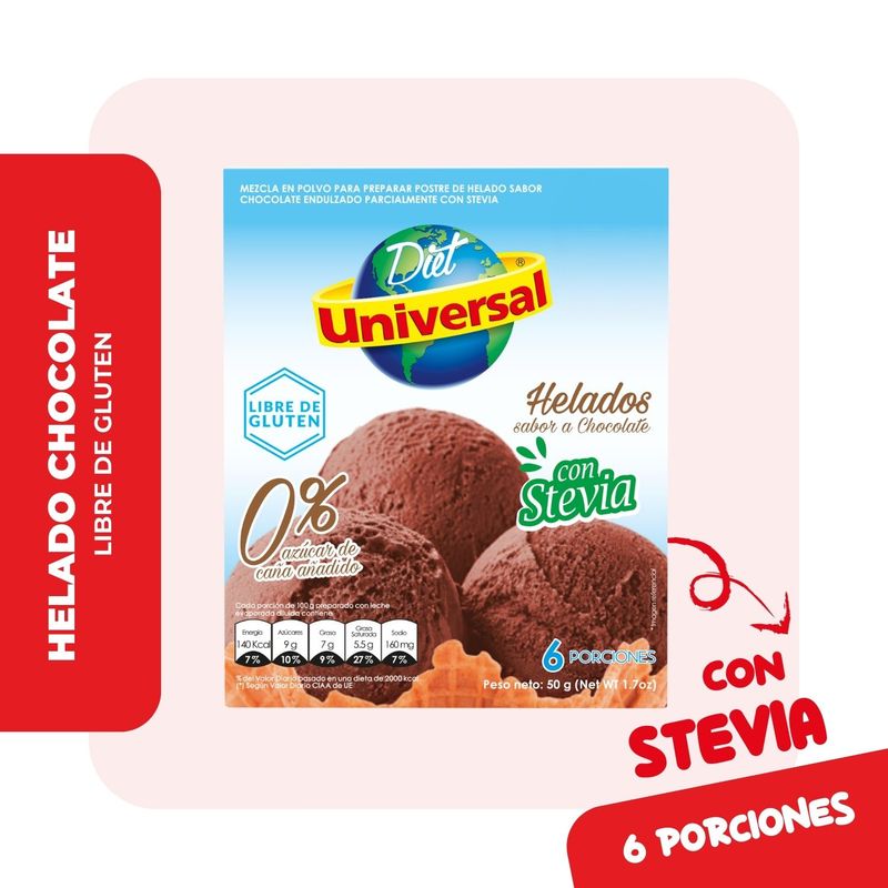 UNIVERSAL - Helado con Stevia Sabor Chocolat Universal 50g