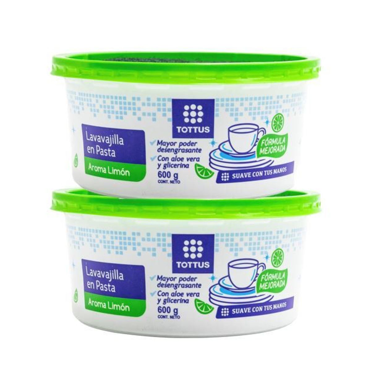 TOTTUS - Lavavajilla en Pasta Tottus Limón Pack 2 Und