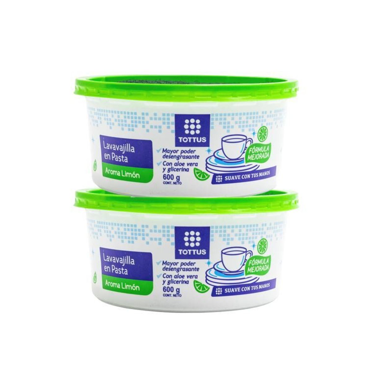 TOTTUS - Lavavajilla en Pasta Tottus Limón Pack 2 Und