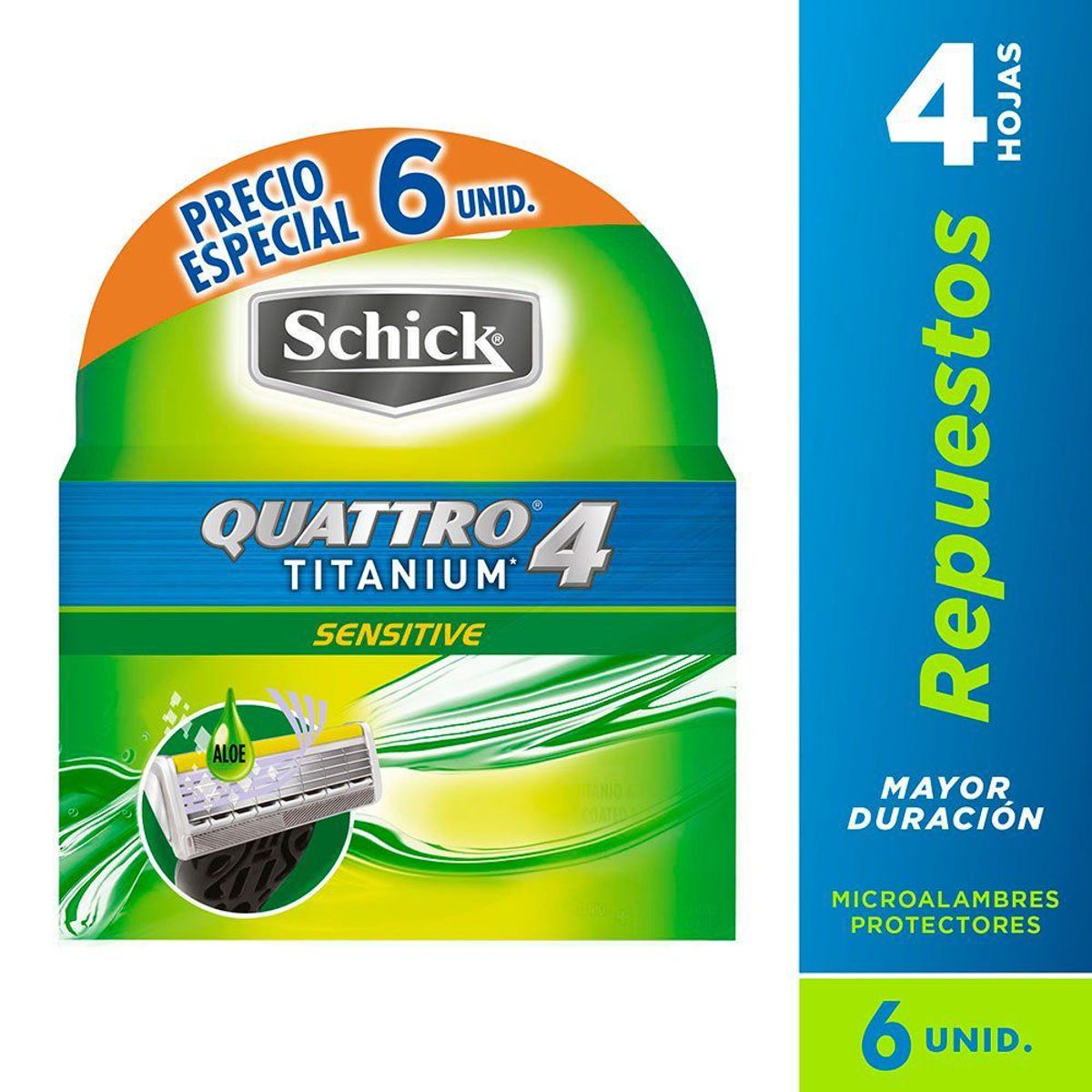 SCHICK - Repuesto Máquina de Afeitar Schick Quattro Titanium Empaque 6 Und
