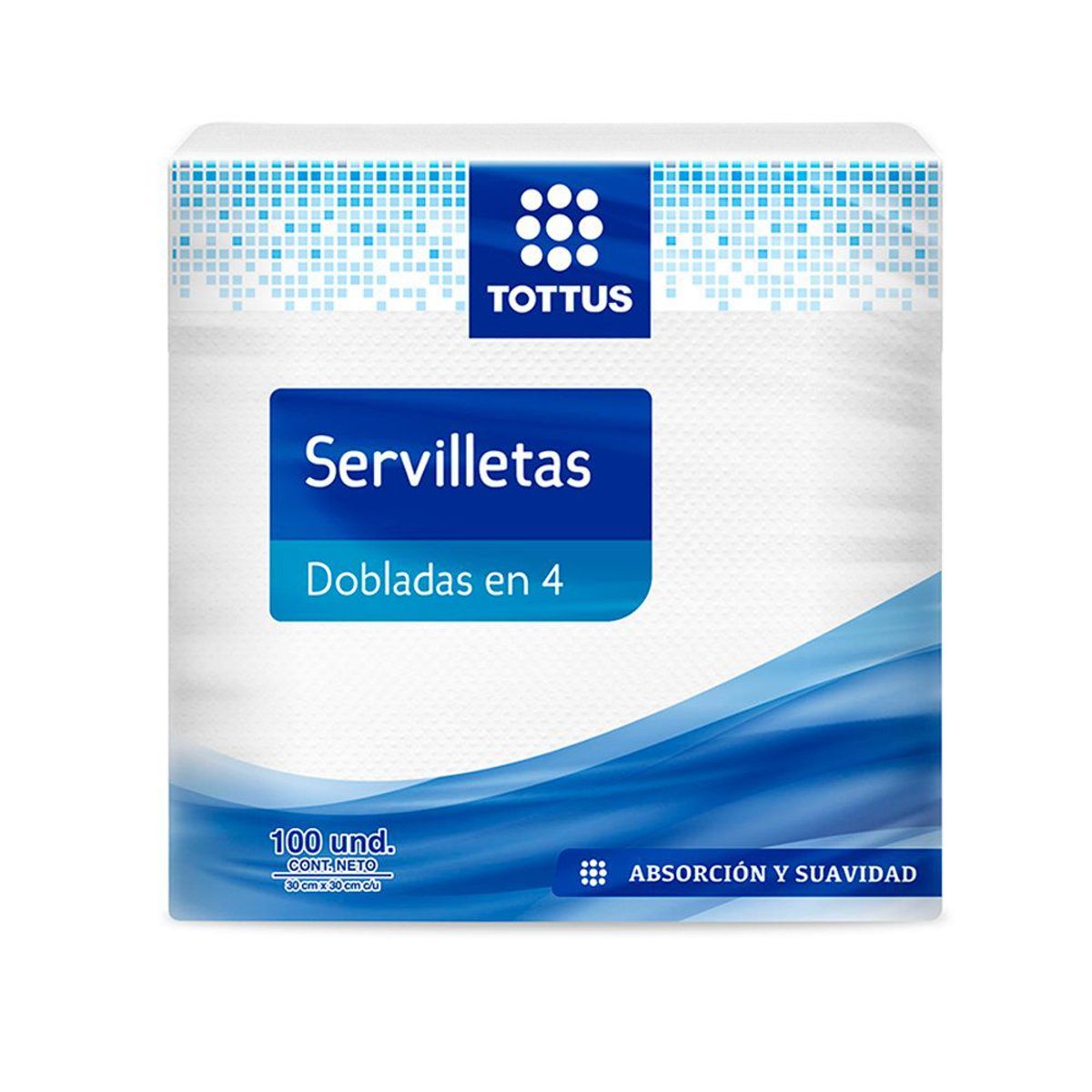 TOTTUS - Servilletas Dobladas en 4 Tottus Empaque 100 Und