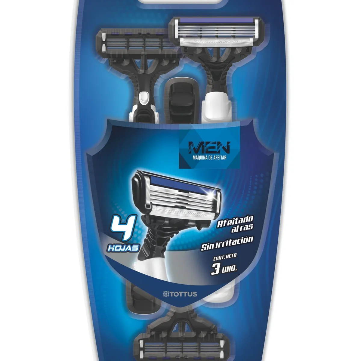 TOTTUS - Máquina de Afeitar Hombre 4 Hojas Tottus Empaque 3 Und