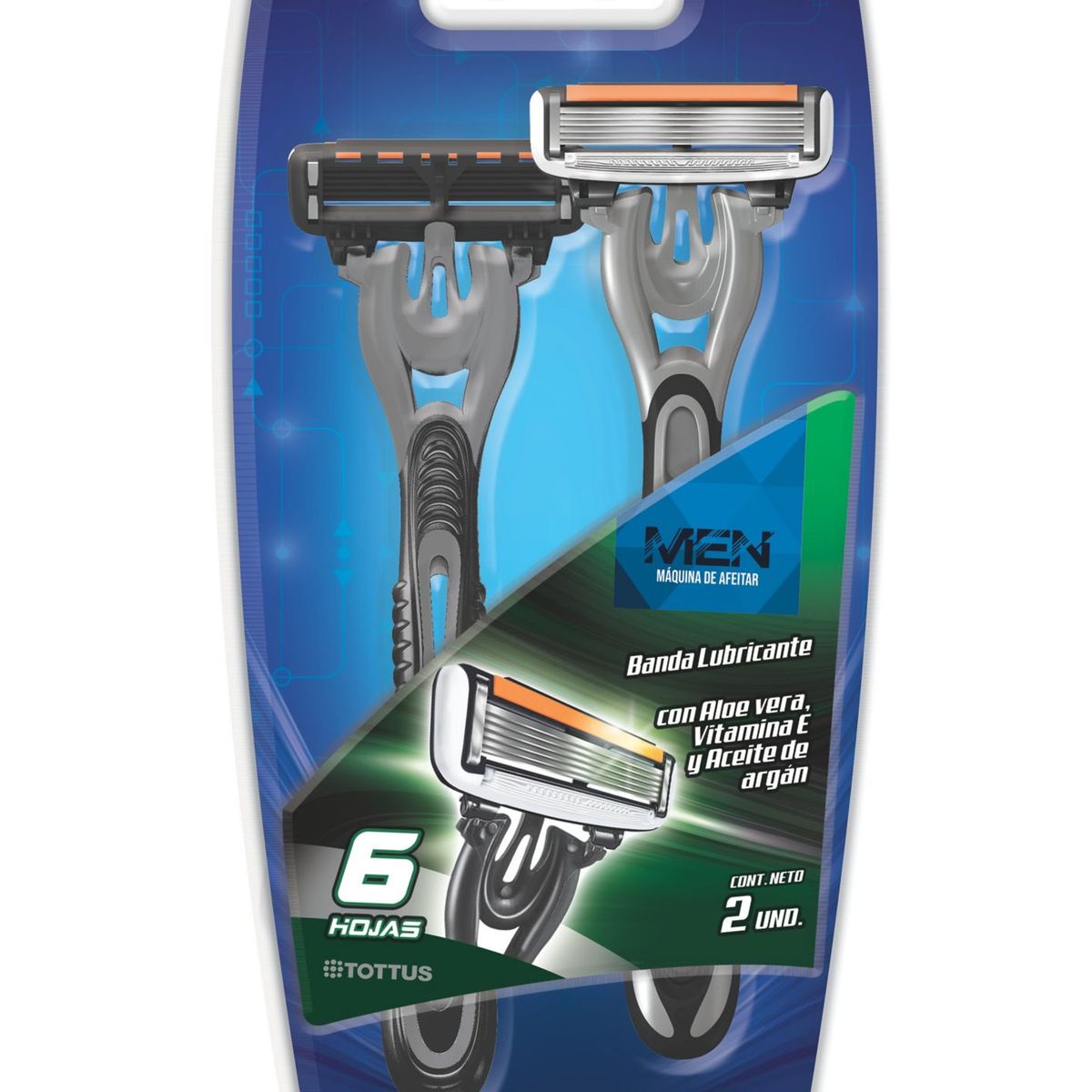 TOTTUS - Máquina de Afeitar Hombre 6 Hojas Tottus Empaque 2 Und