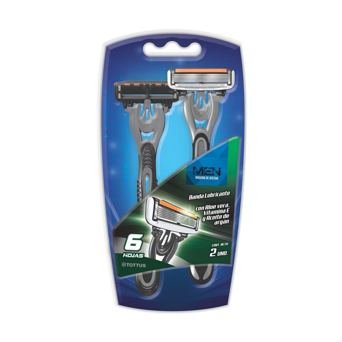 TOTTUS - Máquina de Afeitar Hombre 6 Hojas Tottus Empaque 2 Und