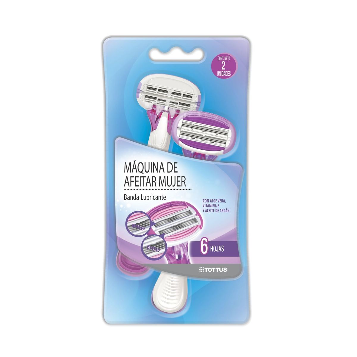 TOTTUS - Máquina de Afeitar Mujer 6 Hojas Tottus Empaque 2 Und