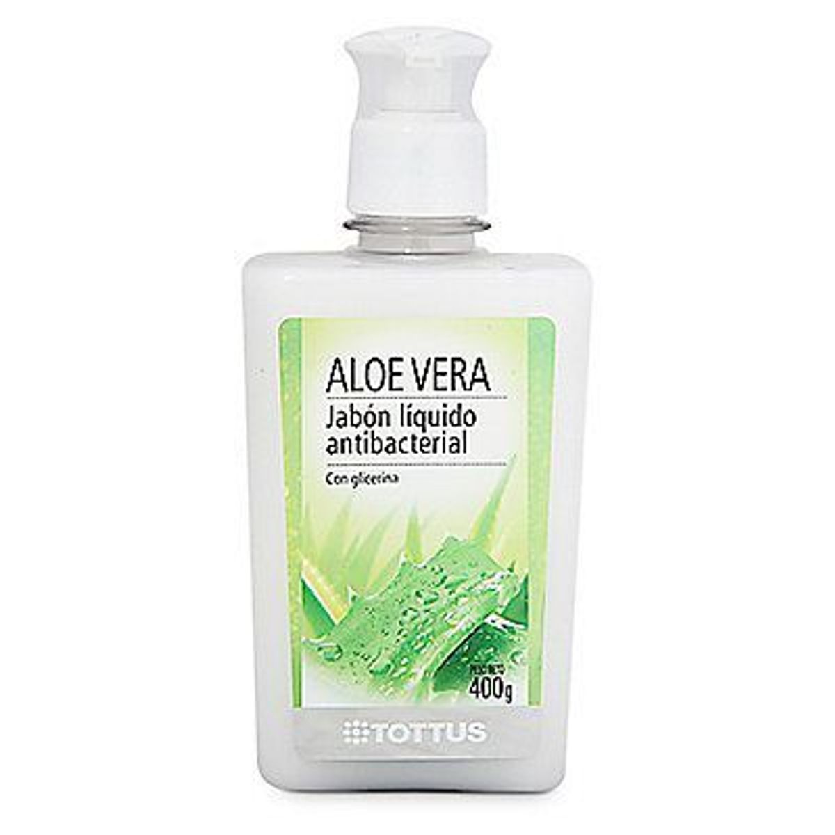 TOTTUS - Jabón Líquido Antibacterial Tottus Aloe Vera Envase 400 g