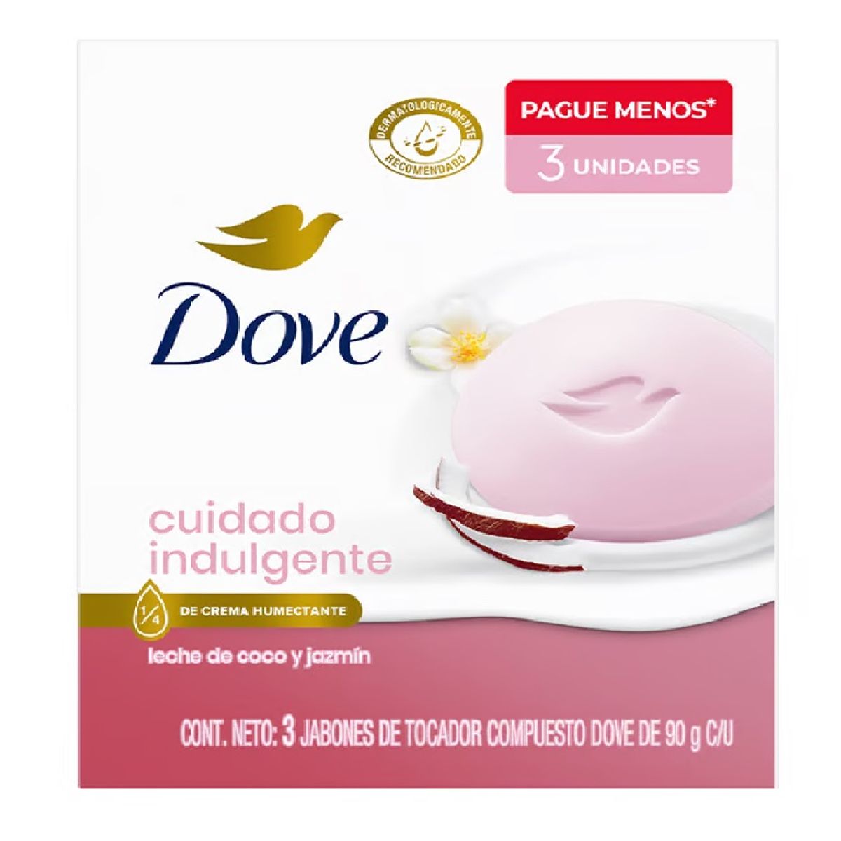 DOVE - Jabón de Tocador Dove Delicious Care Leche de Coco y Jazmin Empaque 3 Und