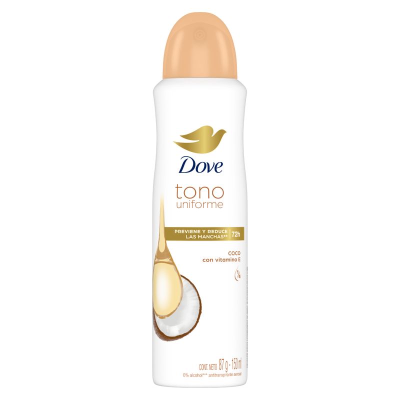 DOVE - Antitranspirante Dove Aerosol Tono Uniforme Coco Envase 150 mL