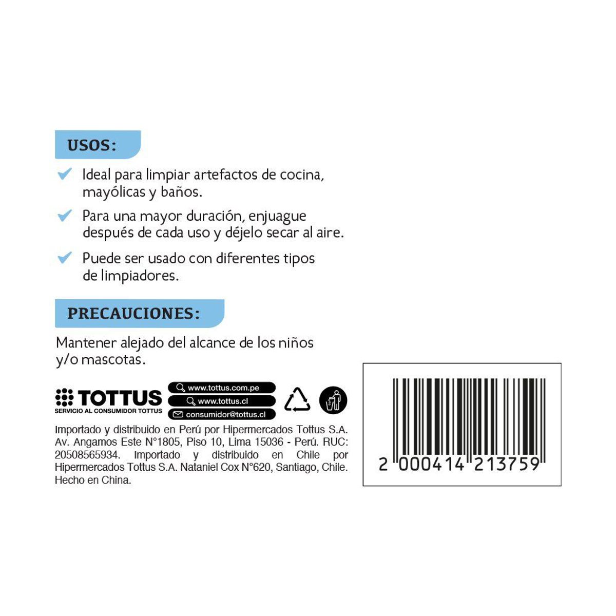 TOTTUS - Paños Multiusos Tottus Empaque 8 Und