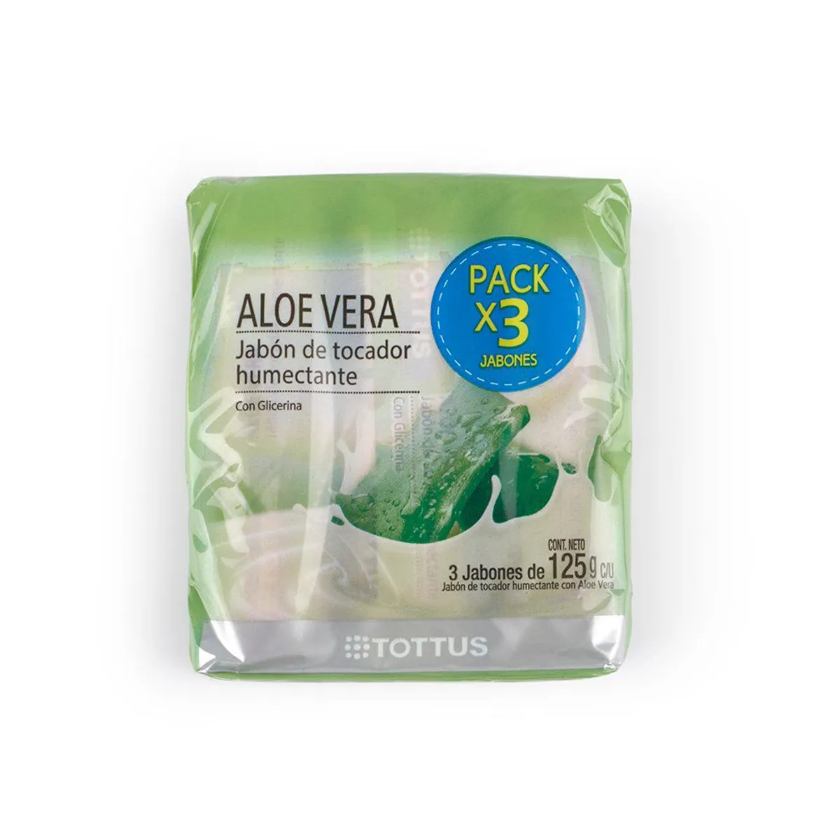 TOTTUS - Jabón de Tocador Tottus Aloe Vera Empaque 3 Und