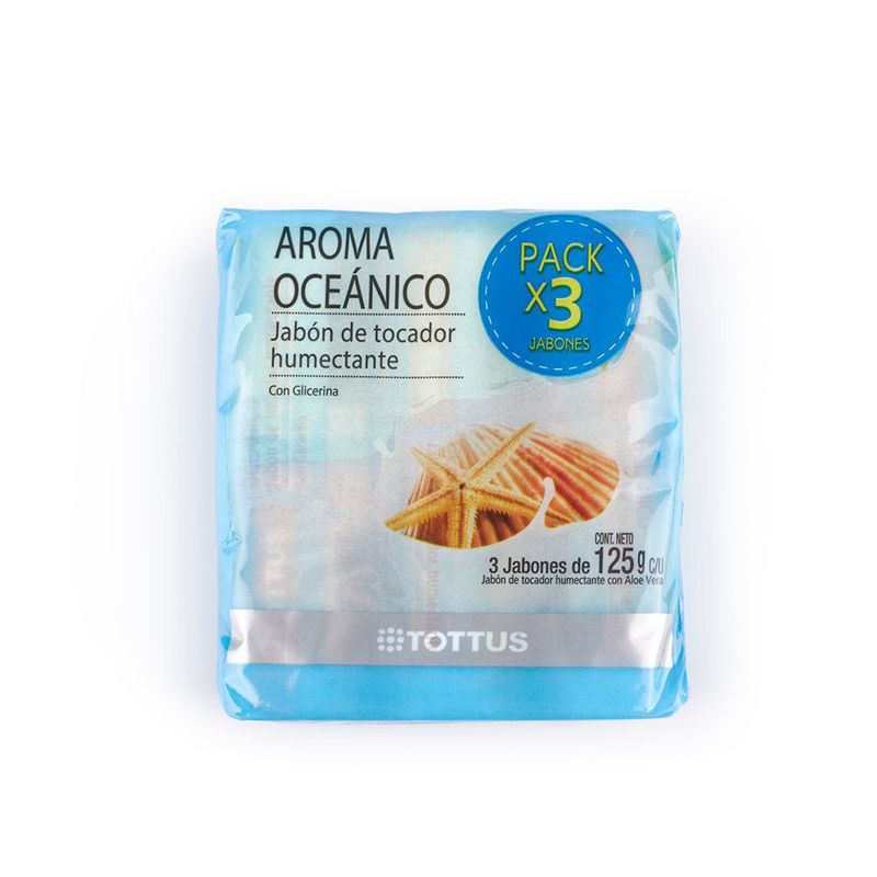 TOTTUS - Jabón Tocador Tottus Oceánico Pack 3 Empaques 125 g