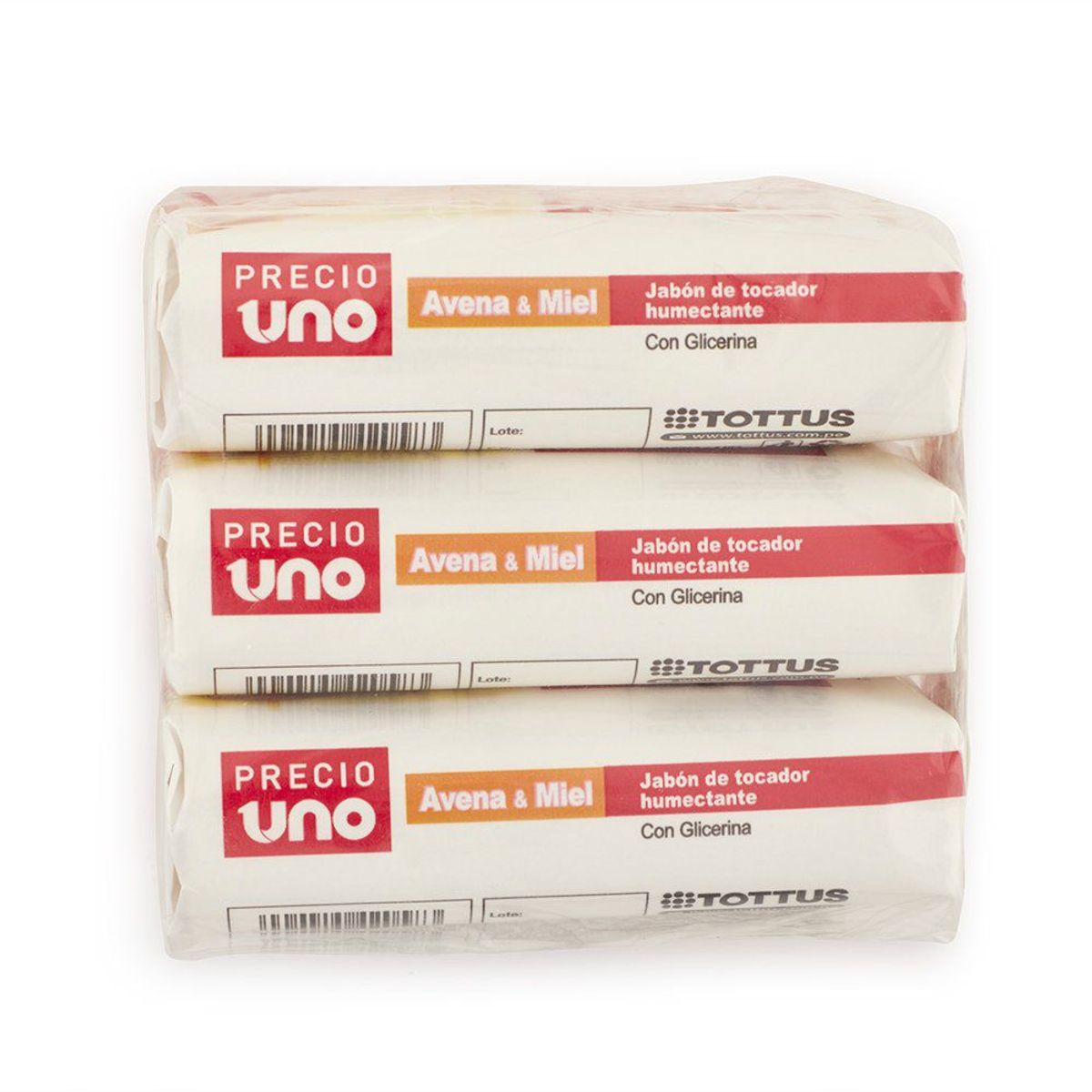 PRECIO UNO - Jabón de Tocador Precio Uno Avena y Miel Empaque 3 Und
