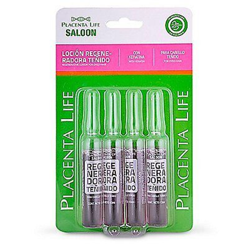 PLACENTA LIFE - Loción Regeneradora Placenta Life Para Cabello Teñido Pack 4 Envases De 13 mL