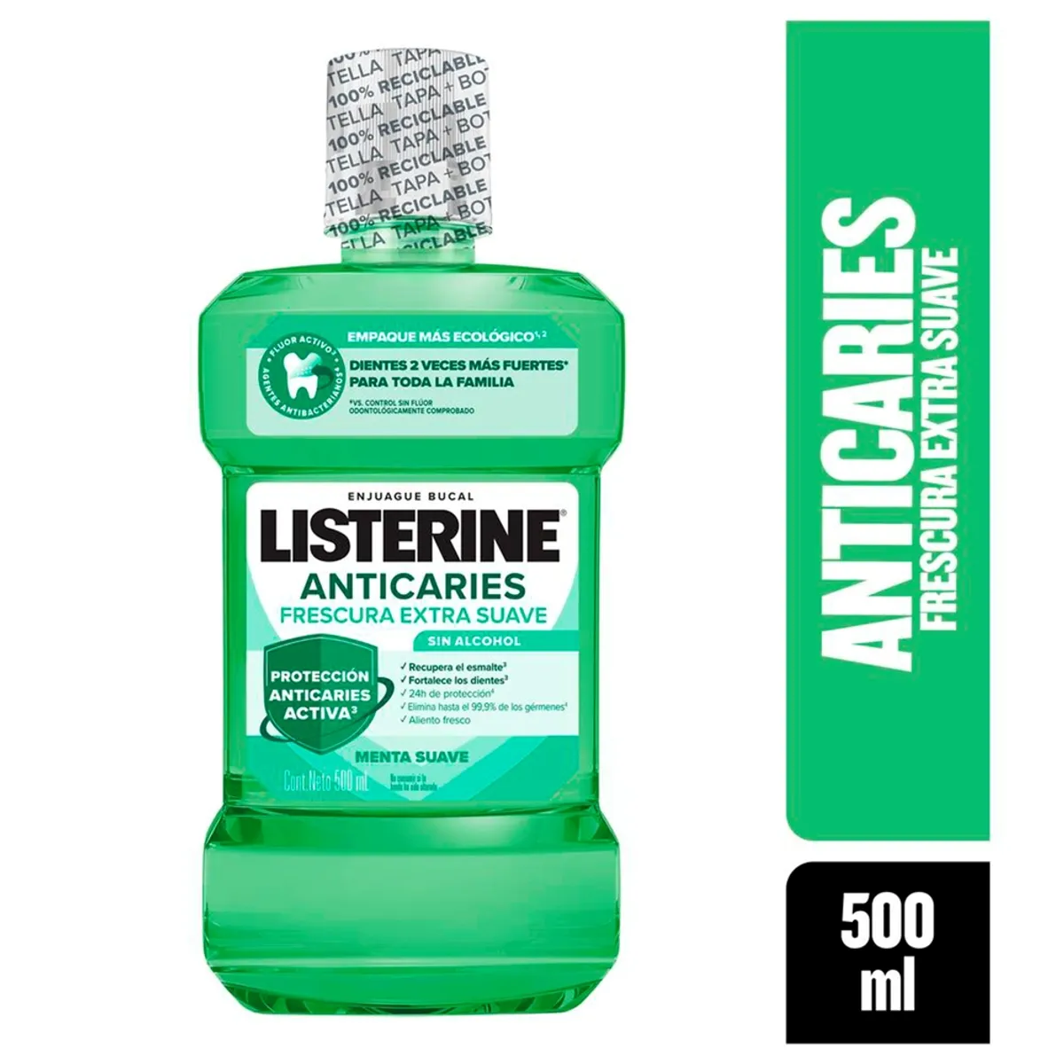 LISTERINE - Enjuague Bucal Listerine Anticaries Zero Botella 500 mL