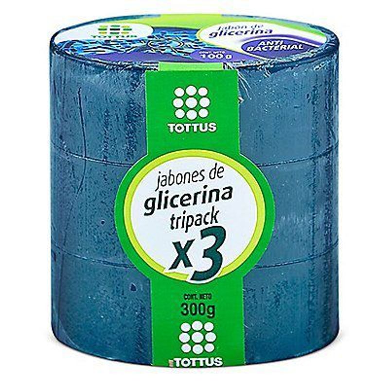 TOTTUS - Jabón Glicerina Tottus Antibacterial Pack 3 Empaques 100 g