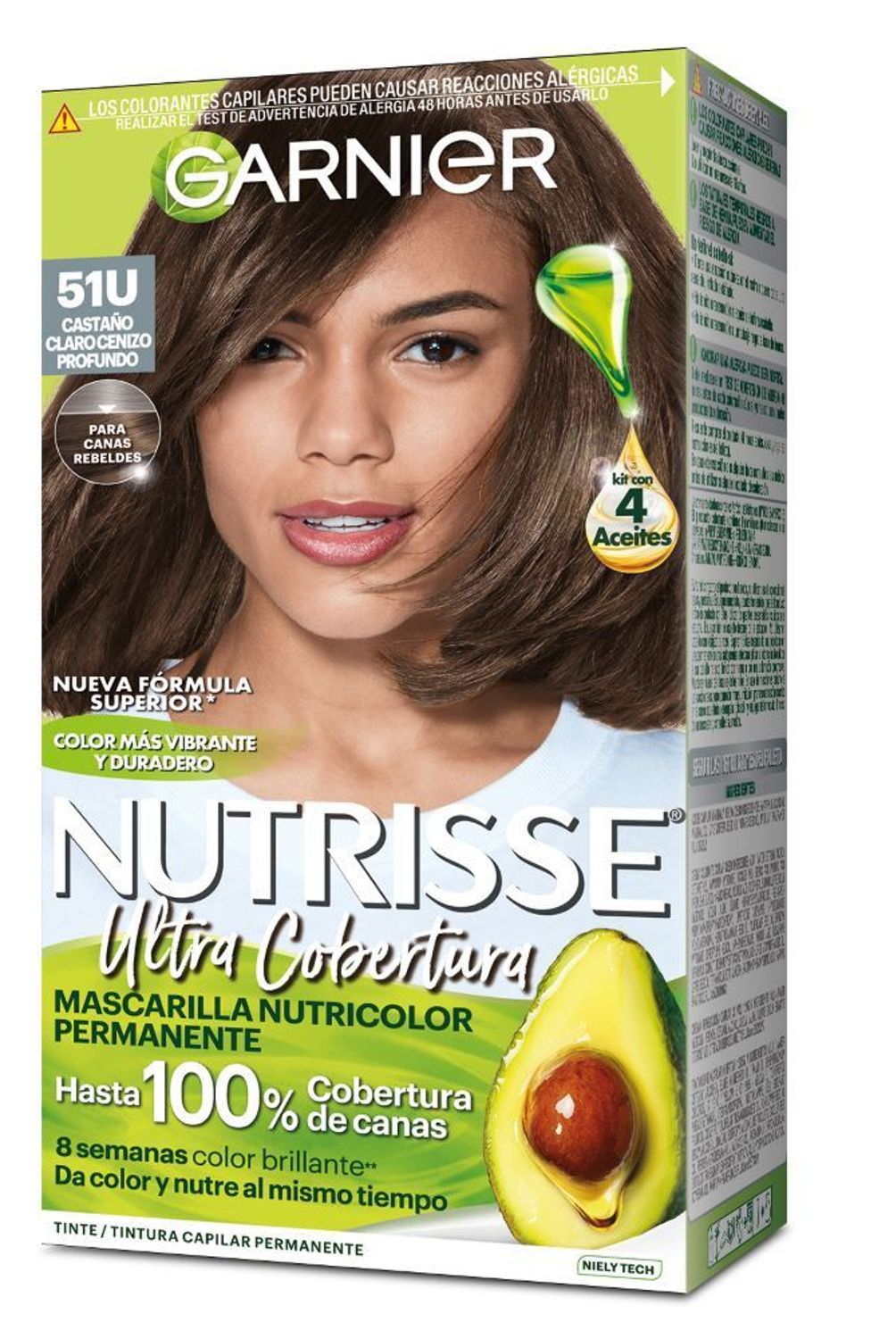 NUTRISSE - Kit Tinte Capilar Nutrisse Ultra Cobertura Tono 51 Castaño Claro Cenizo