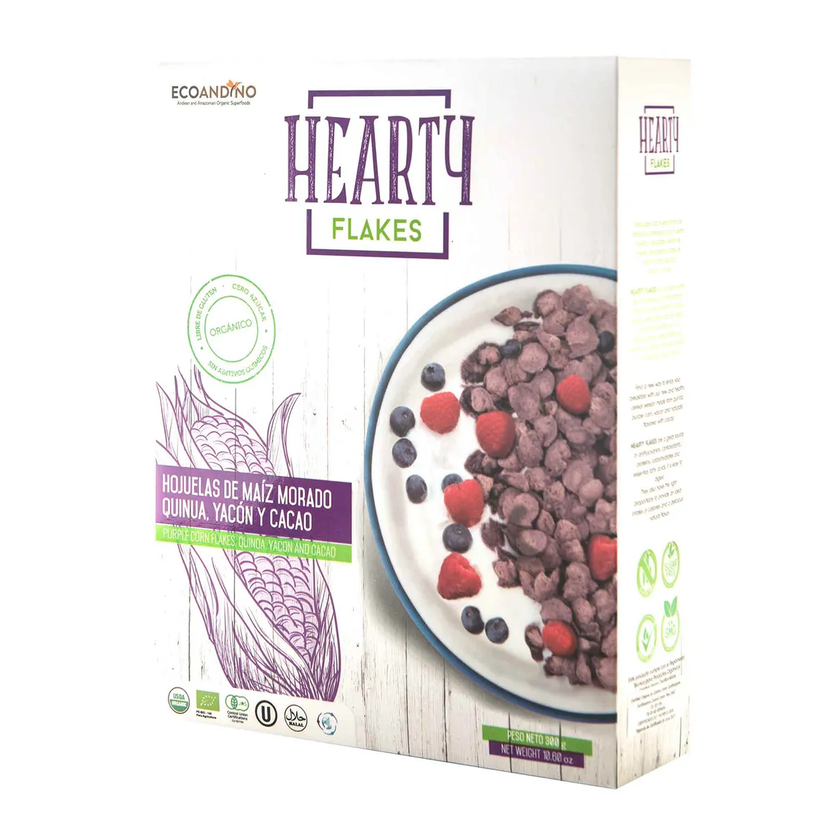 ECOANDINO - Hearty Flakes Ecoandino de Maíz Morado Caja 300 g
