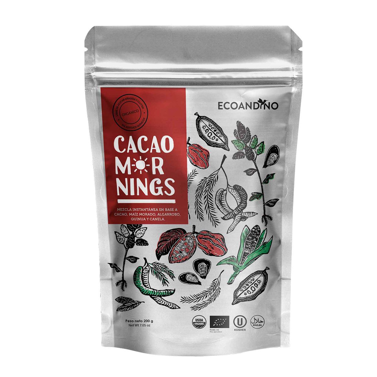 ECOANDINO - Mezcla Instantánea de Cacao Orgánico Ecoandino Doypack 200 g
