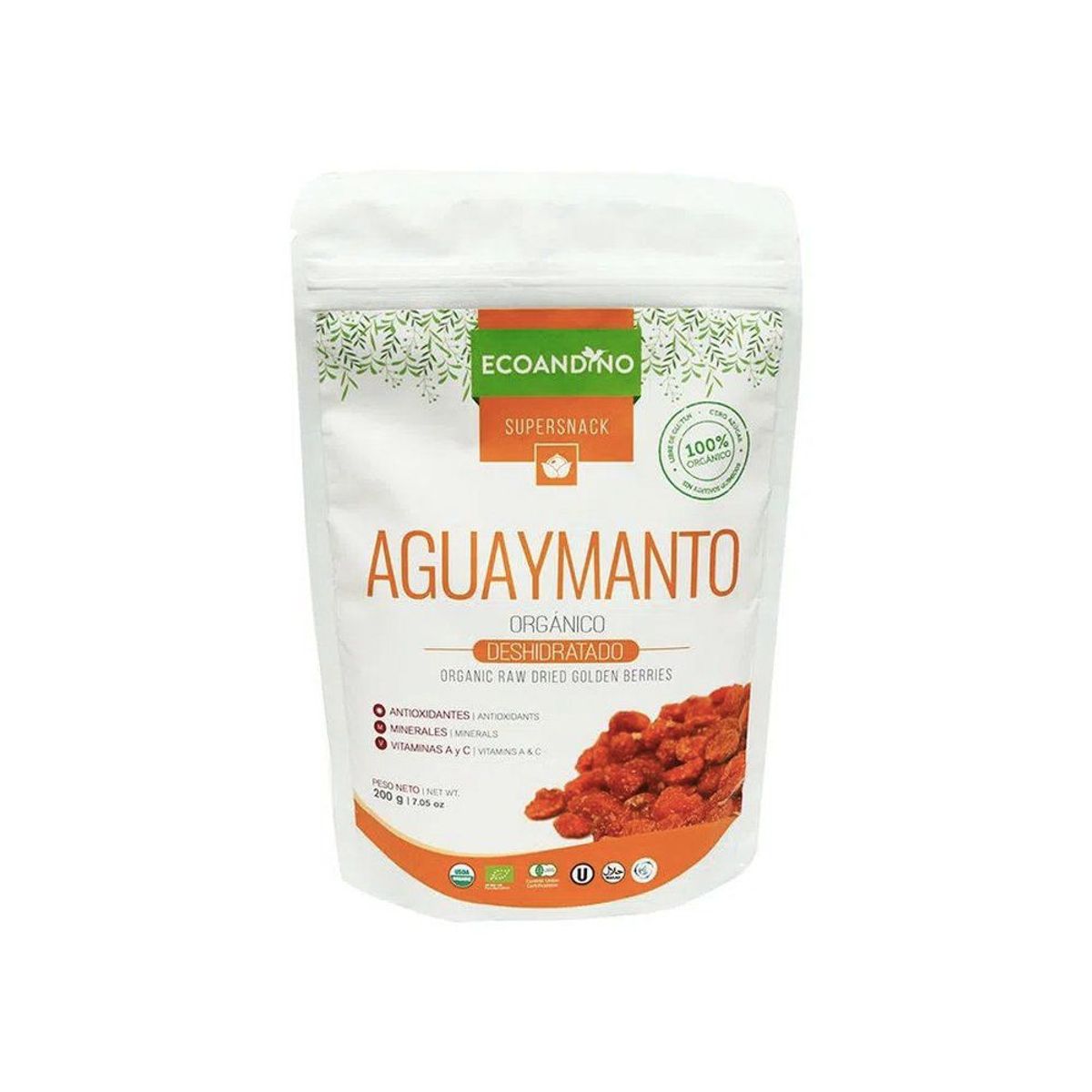 ECOANDINO - Aguaymanto Deshidratado Orgánico Ecoandino Doypack 200 g