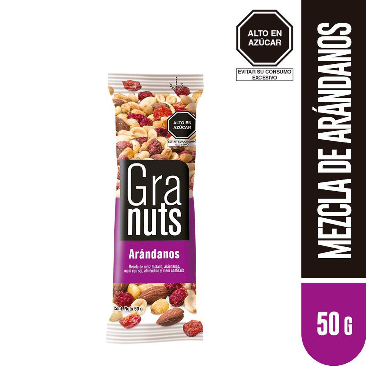 GRANUTS - Mezcla de Arándanos Maní y Almendras Granuts Bolsa 50 g