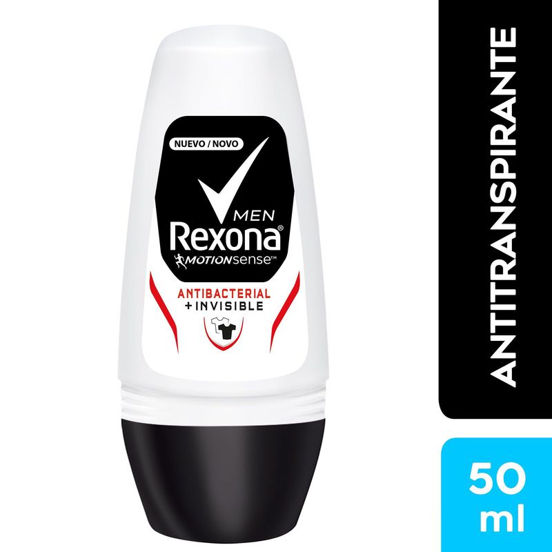 REXONA - Desodorante Hombre Roll On Antbacterial Invisible Rexona