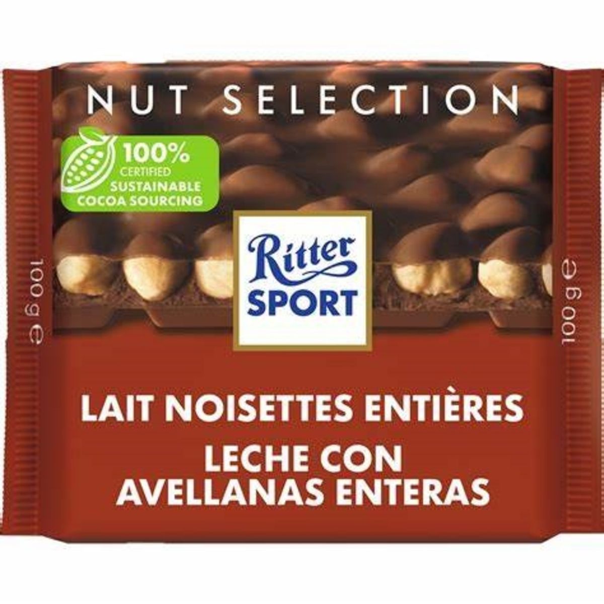 RITTER SPORT - Chocolate Ritter Sport con Avellanas Bolsa 100 g