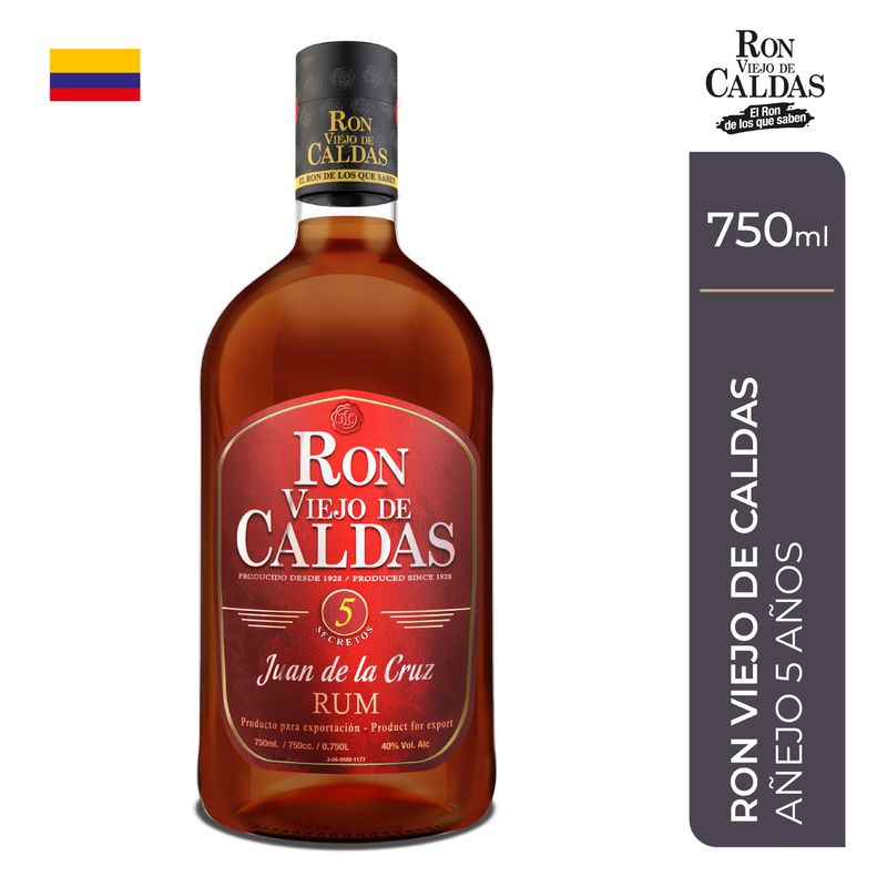VIEJO DE CALDAS - Ron Viejo de Caldas Juan De La Cruz 5 Años Botella 750 mL