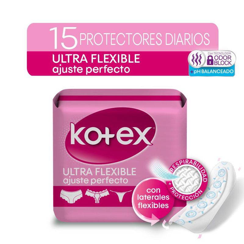 KOTEX - Protectores Diarios Kotex Ultraflexibles Empaque 15 Und