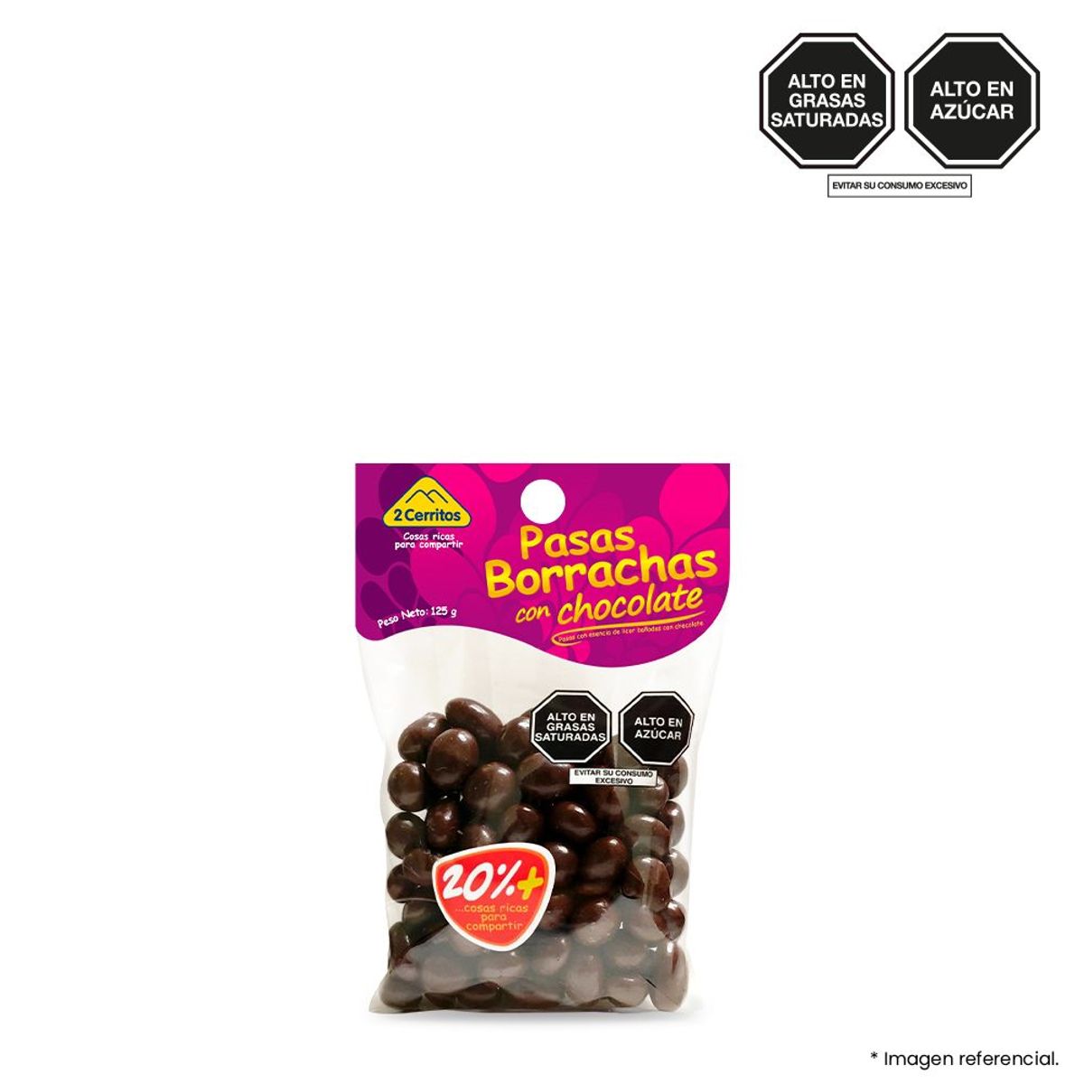 2 CERRITOS - Pasas Borrachas 2 Cerritos con Chocolate Bitter Bolsa 150 g