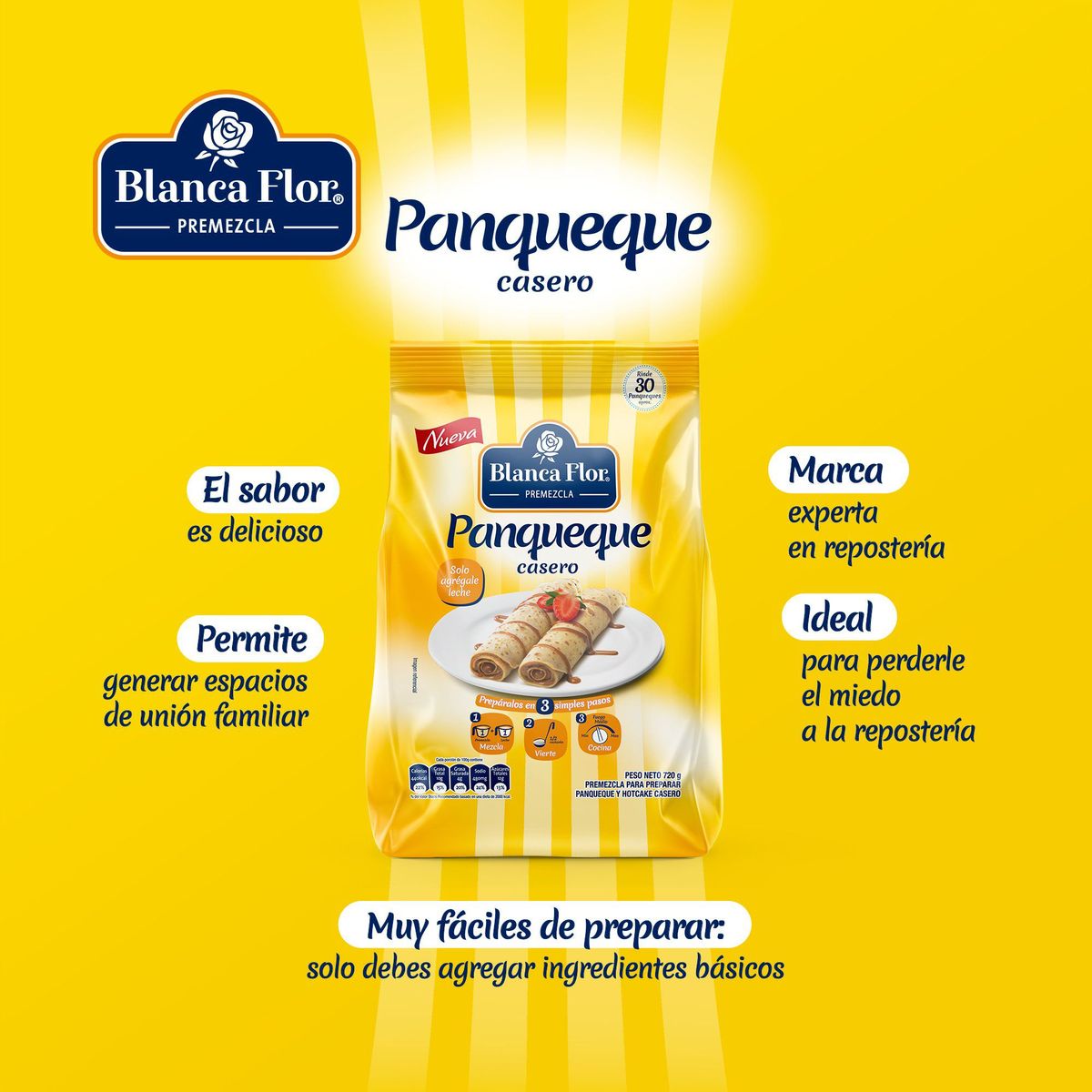 BLANCA FLOR - Premezcla de Panqueque Blanca Flor Bolsa 720 g