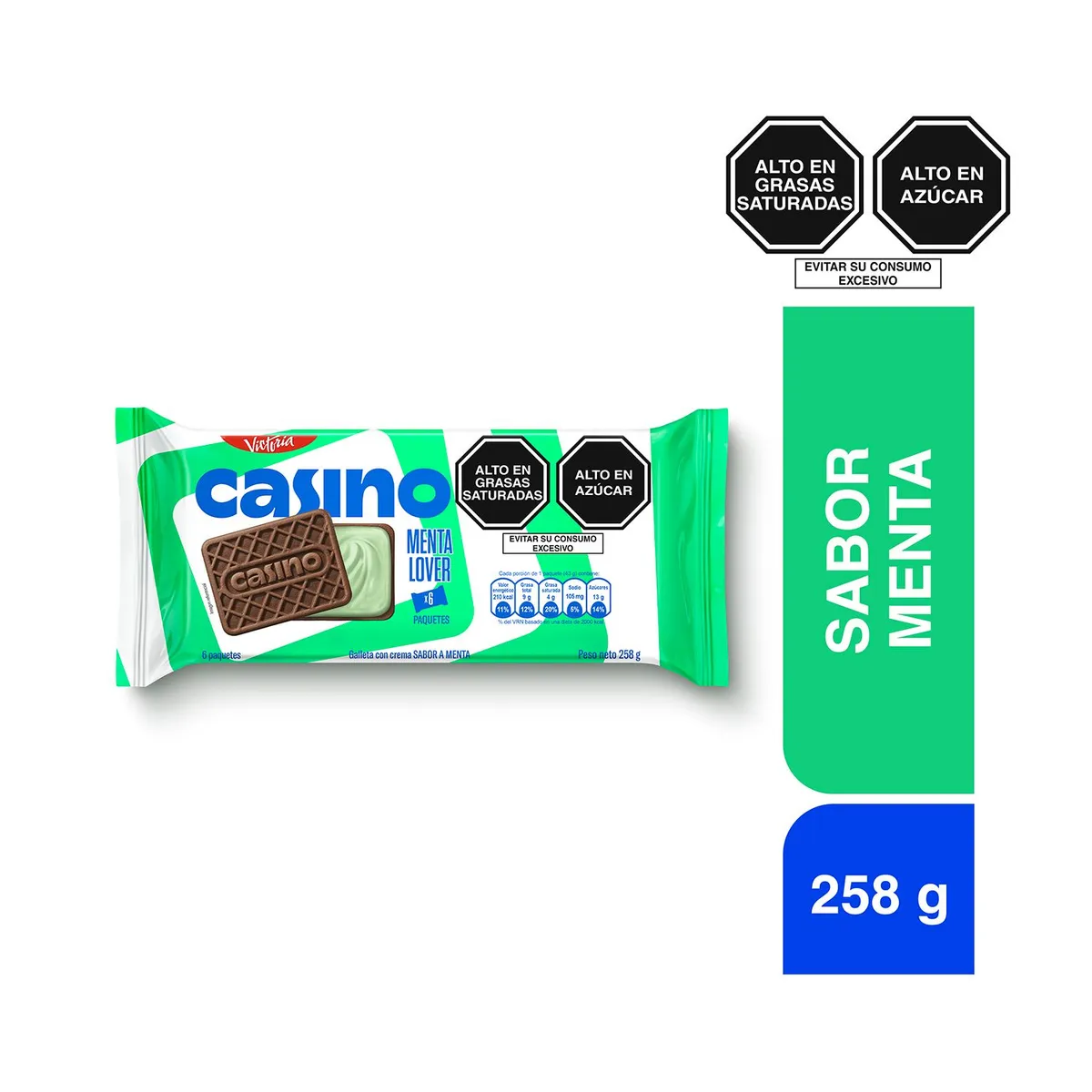 VICTORIA - Galleta Casino Sabor Menta Sixpack 258 g