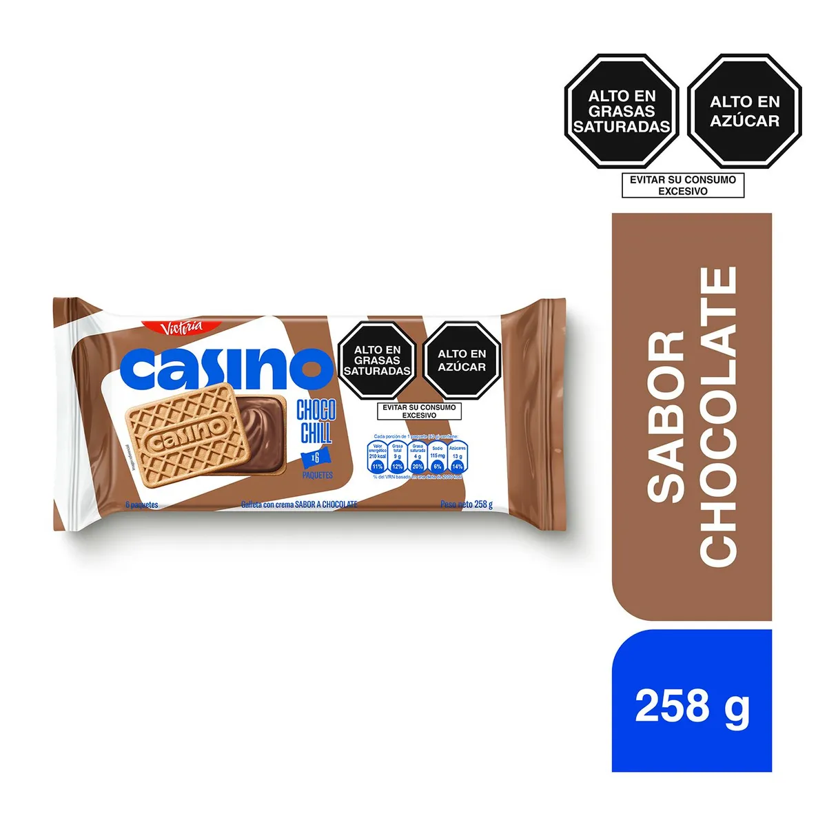 VICTORIA - Galleta Casino Sabor Chocolate Sixpack 258 g