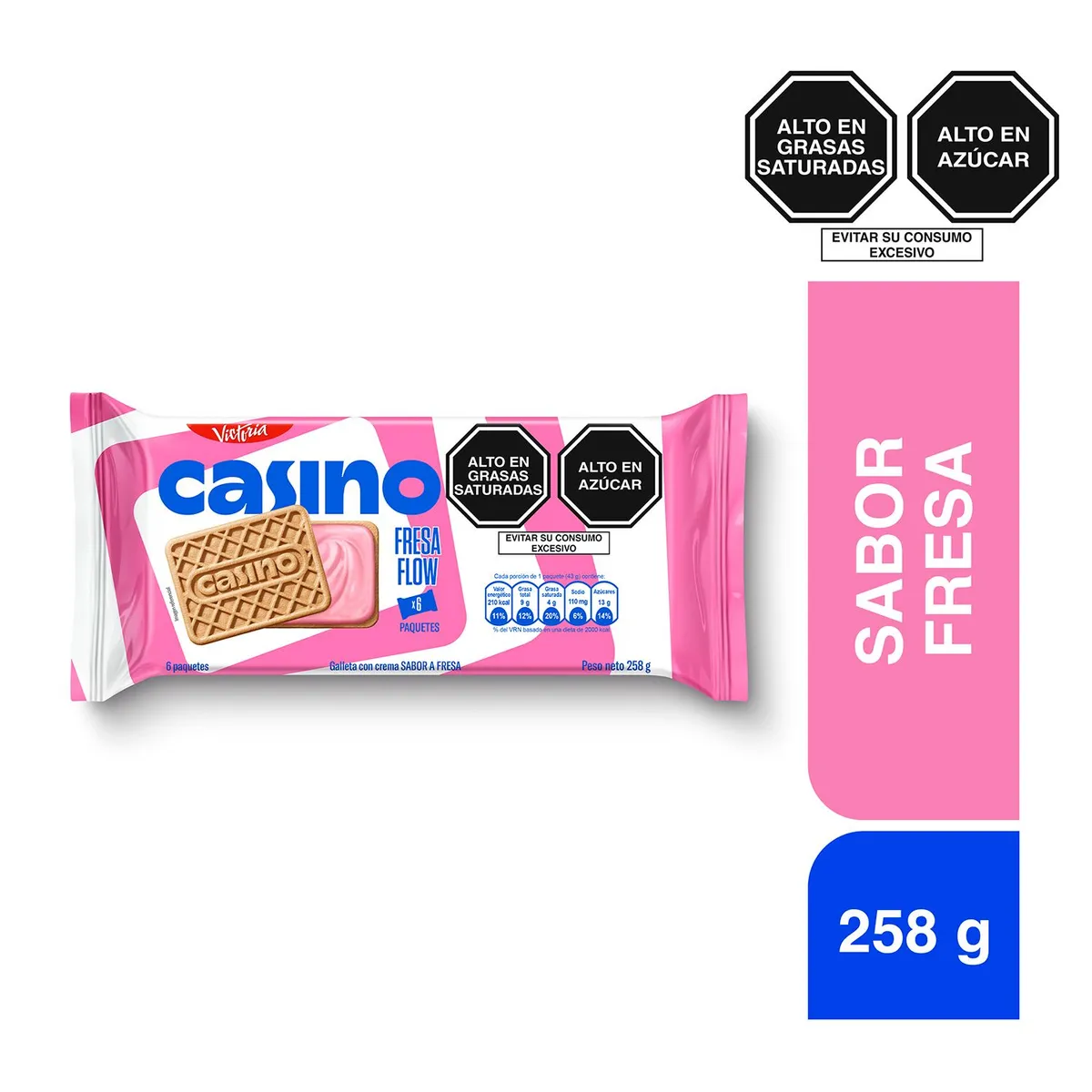 VICTORIA - Galleta Casino Sabor Fresa Sixpack 258 g