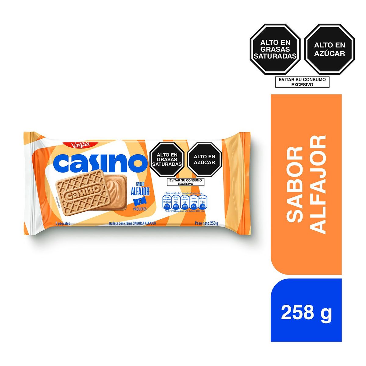 VICTORIA - Galleta Casino Sabor Alfajor Sixpack 258 g