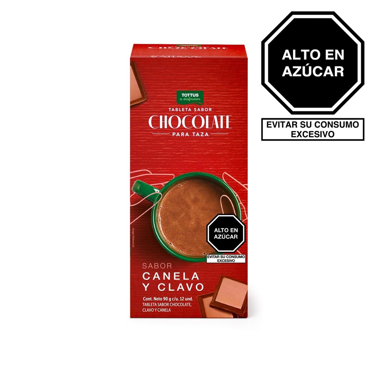 TOTTUS - Tableta para Taza Tottus Chocolate Display 12 Und