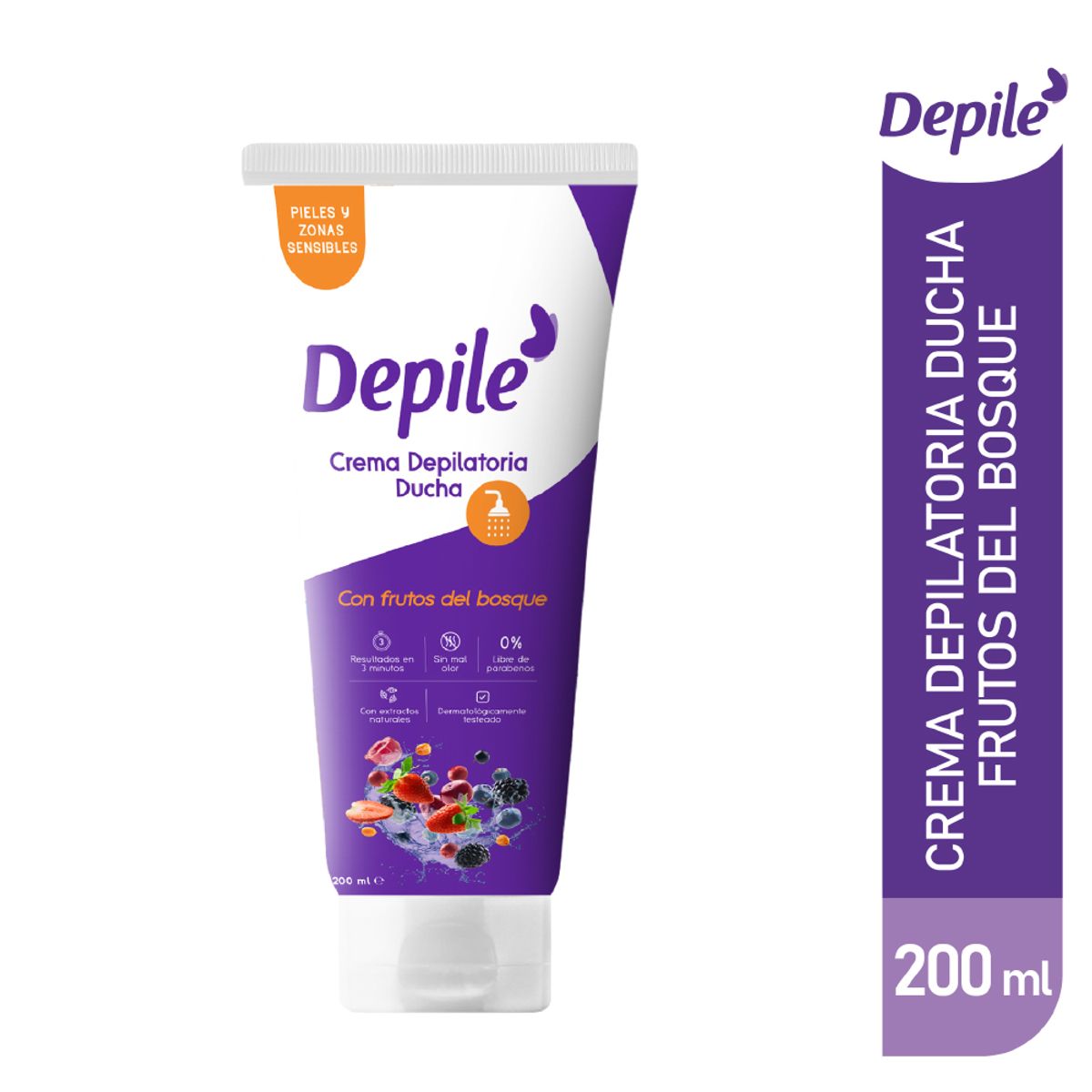 DEPILE - Crema Depiladora Depile Bajo Ducha Frutos Rojos Bosque Envase 220 mL