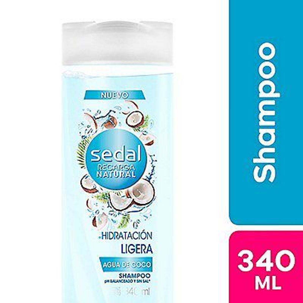 SEDAL - Shampoo Sedal Recarga Natural Hidratación Ligera Agua de Coco Envase 340 mL