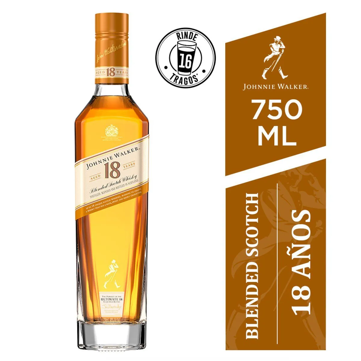 JOHNNIE WALKER - Whisky Johnnie Walker 18 Años Botella 750 mL