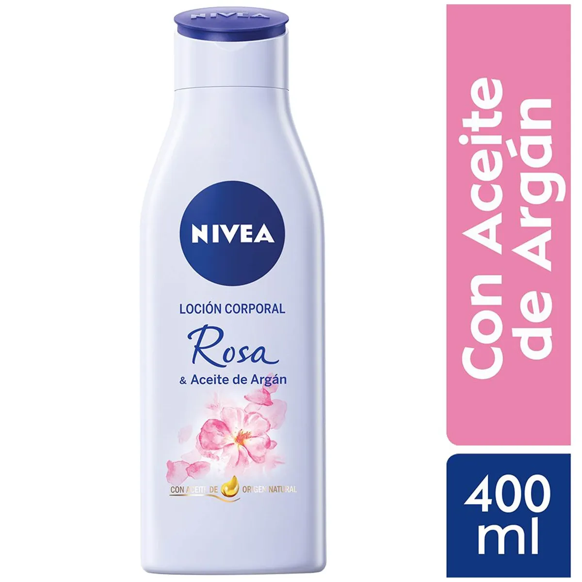 NIVEA - Loción Corporal Nivea Rosa y Aceite de Argán Envase 400 mL