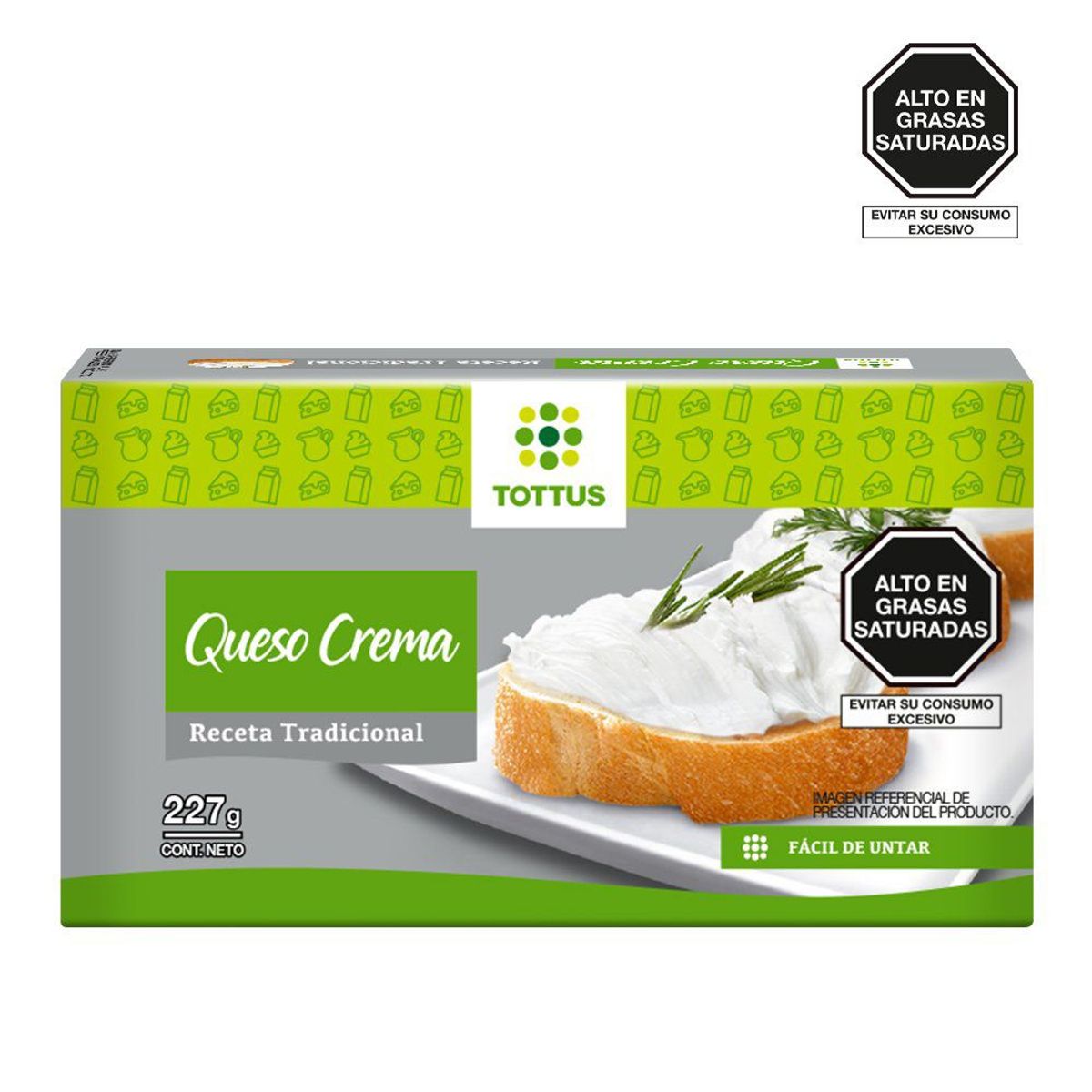 TOTTUS - Queso Crema Tottus en Barra Empaque 227 g